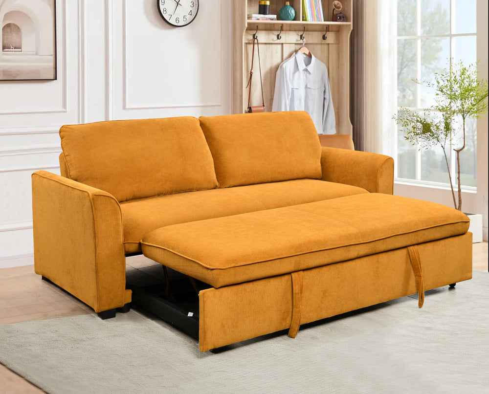 Stylish 3-in-1 Sleeper Sofa Bed - Cozy Convertible Loveseat in Yellow