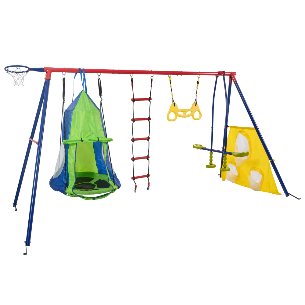 Rainbow Fun Swing Set: Safe Outdoor Adventures for Kids!