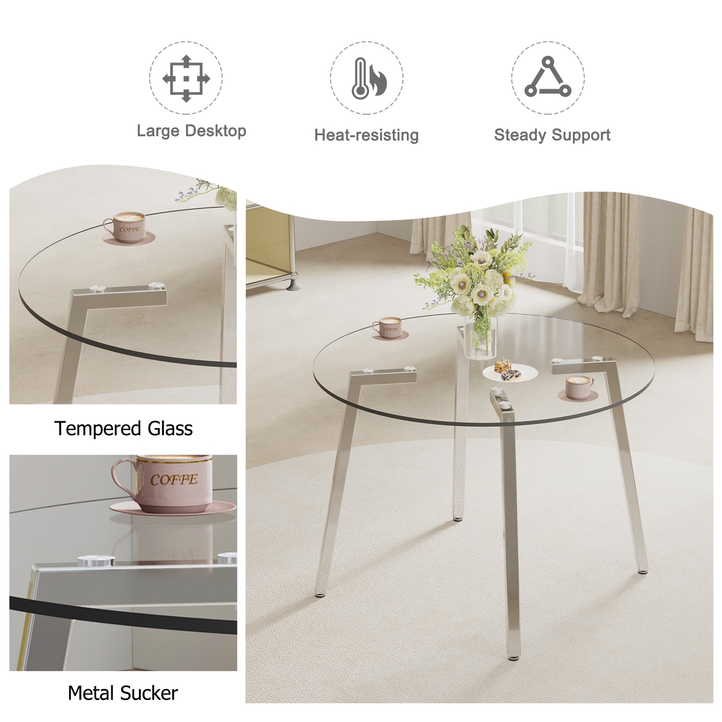 Sleek Glass Round Table