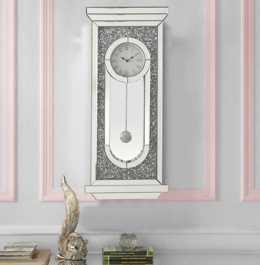 GlamourWall Mirror Clock with Faux Diamonds