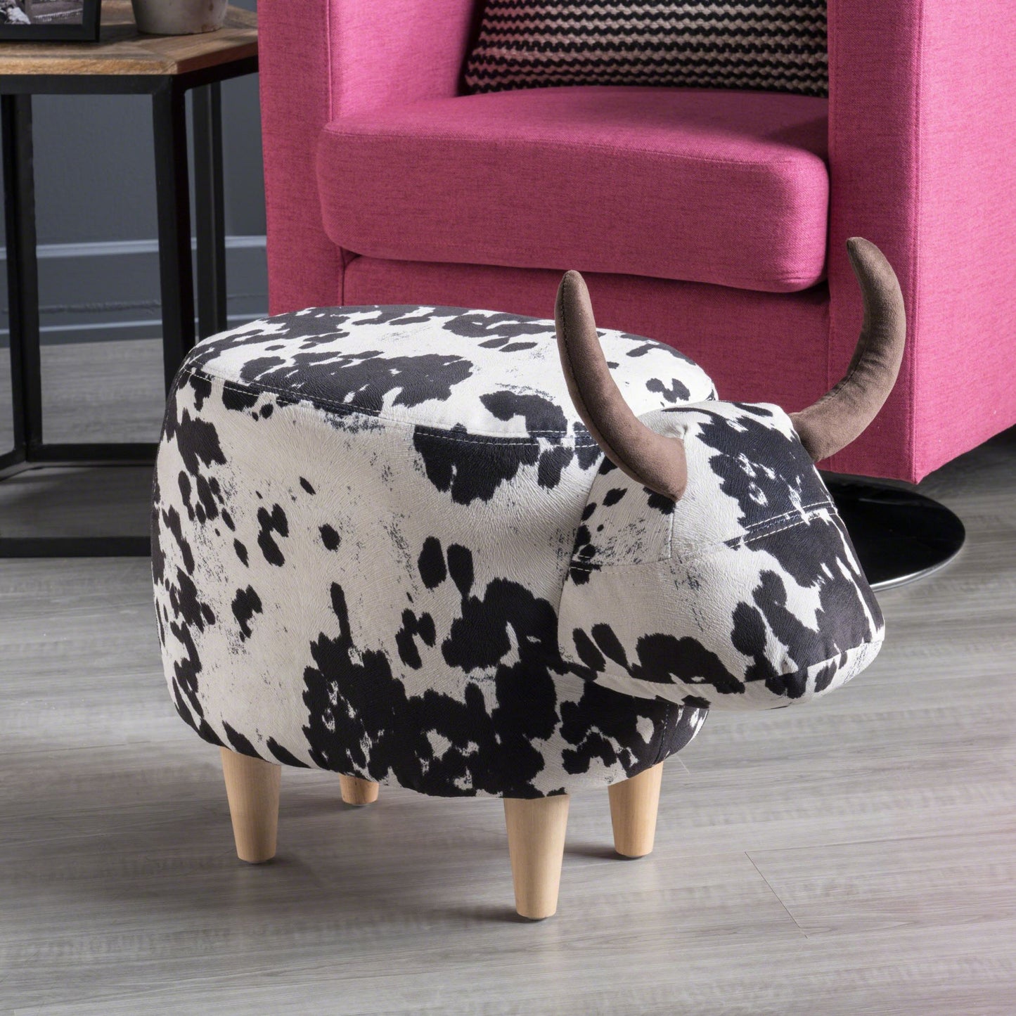 Cow Delight Velvet Ottoman