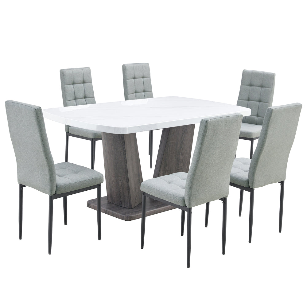 Chic Marble Dining Set for Six