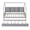 Cozy Gray House Bed with Trundle for Kids