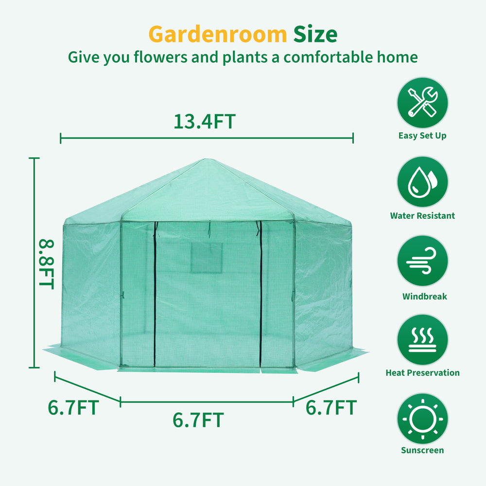 Hexagonal Heavy-Duty Walk-In Greenhouse