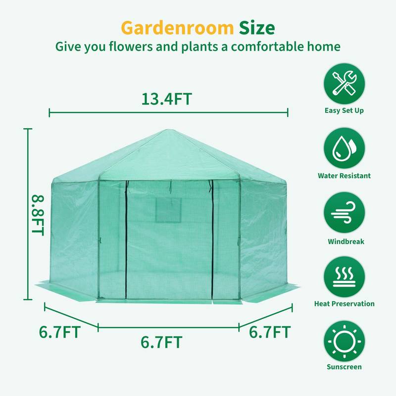 Hexagonal Heavy-Duty Walk-In Greenhouse
