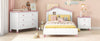 Chic Twin Bedroom Set with Nightstand and Storage Dresser in White and Pink