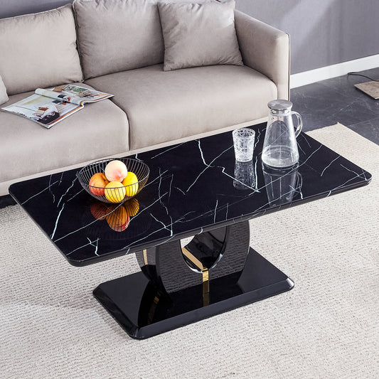 Sleek Black Patterned Versatile Table