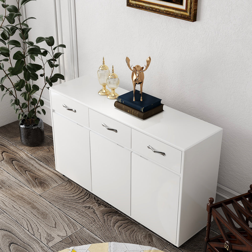 Chic White Three-Door Side Table