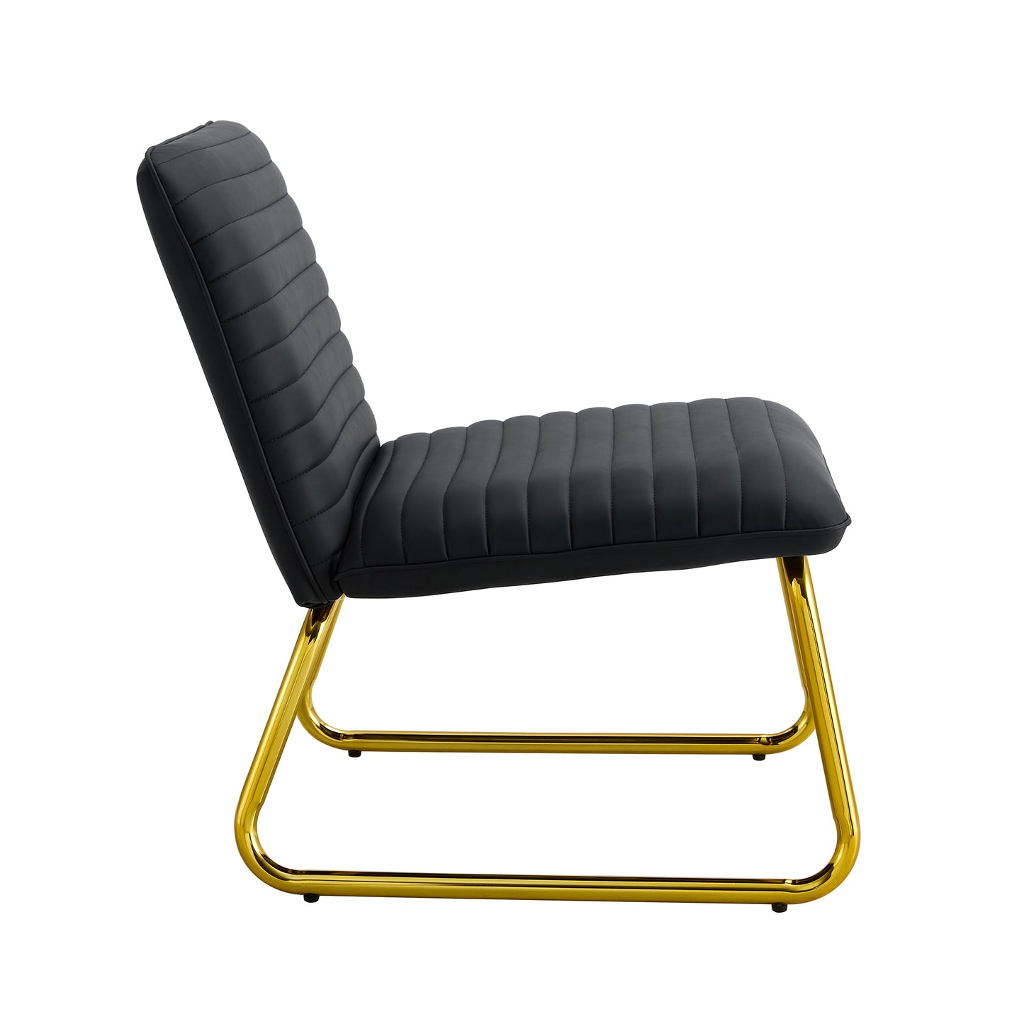 Chic Black Armless Sofa Chair with Gold Legs