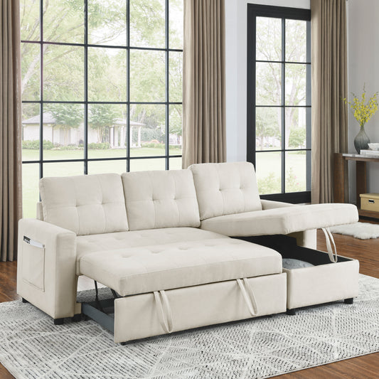 Cozy Reversible Sleeper Sofa with Storage Space