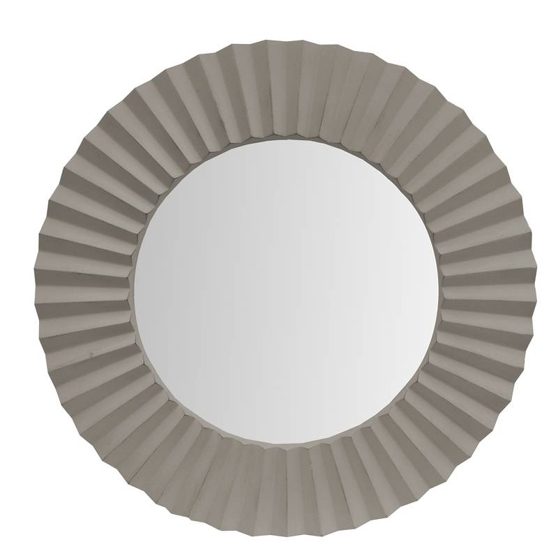 Chic Gray Beveled Floating Mirror with Corrugated Frame