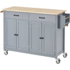 Rolling Kitchen Island with Wood Top and Storage