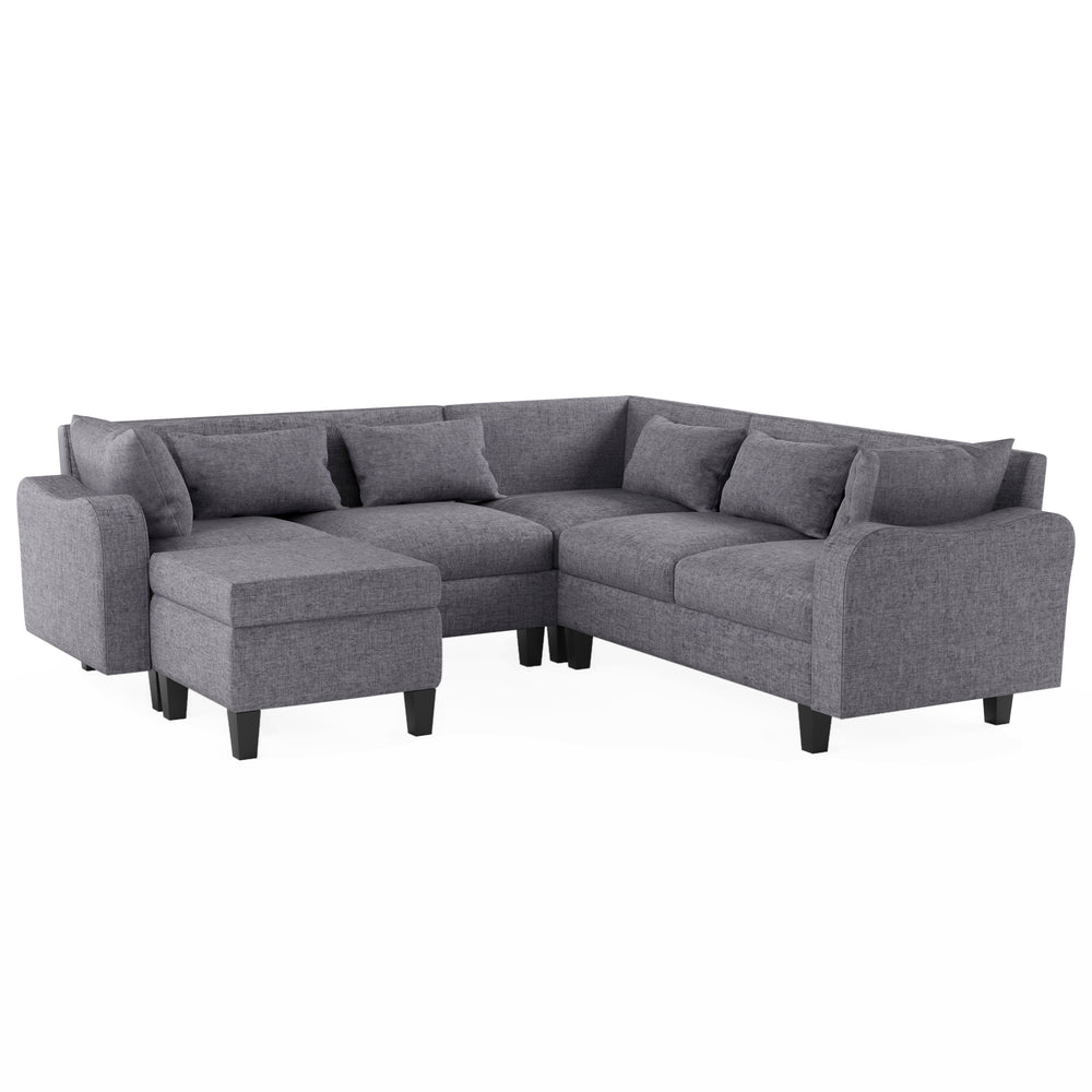 Cozy L-Shaped Sectional Sofa Set with Storage and Unique Armrests