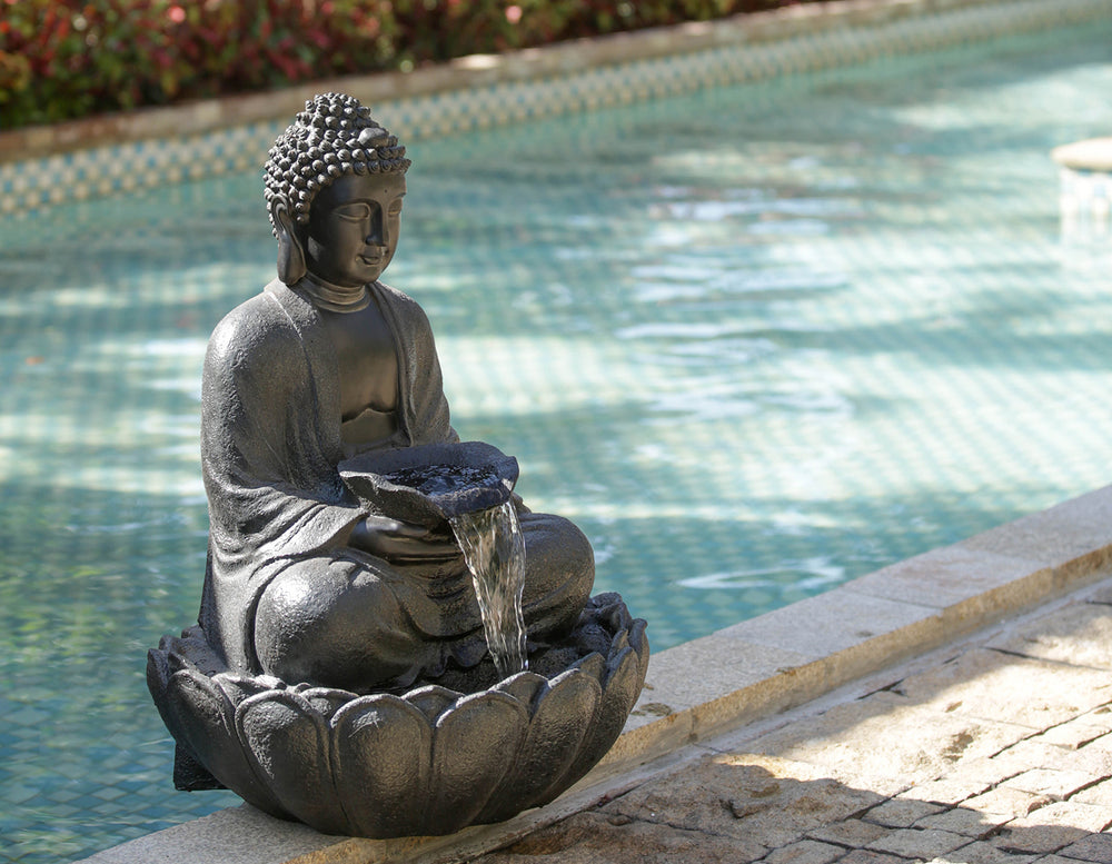 Serene Buddha Water Fountain with Light