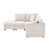 Chic Striped L-Shaped Sofa with Convertible Ottoman