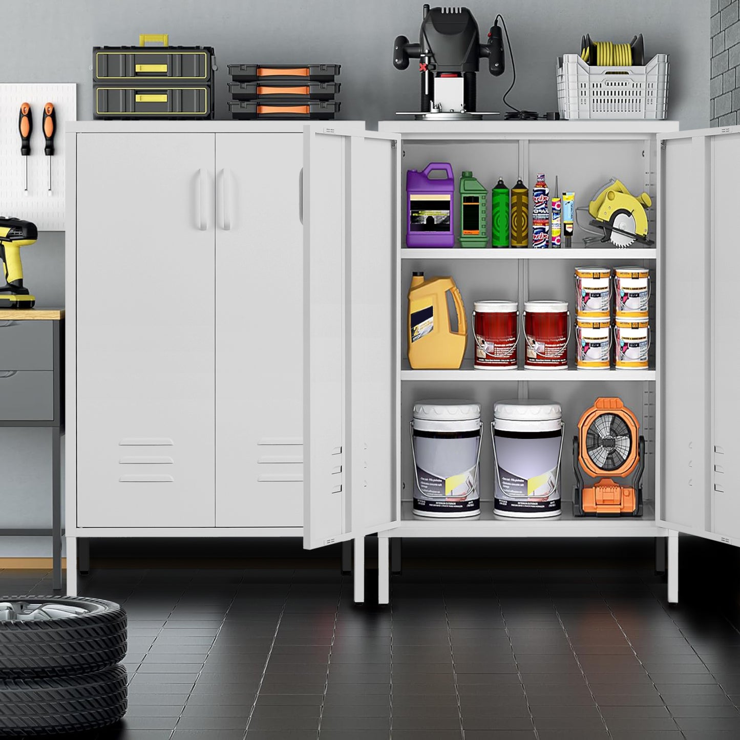 Versatile Storage Cabinet with Movable Dividers