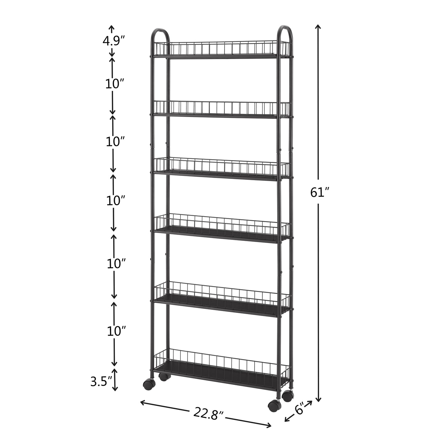 Slim Rolling Storage Cart with Baskets