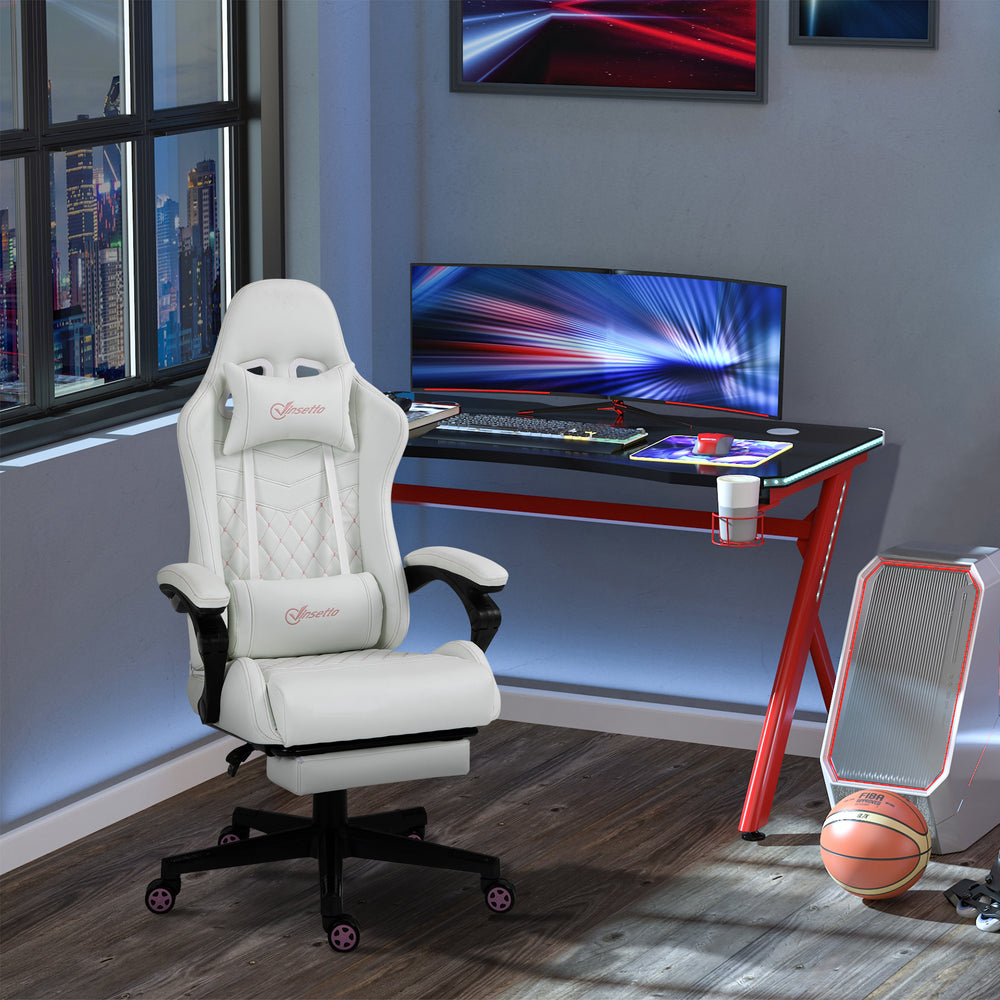 Chic Pink & White Gaming Chair for Ultimate Comfort