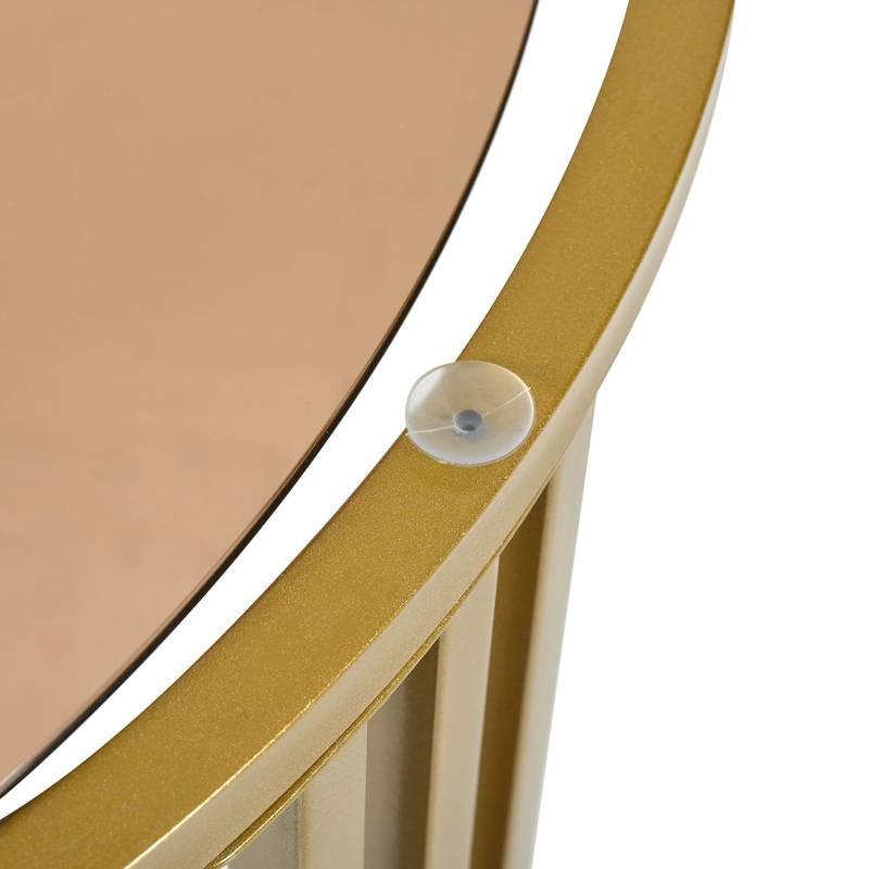 Chic Nesting Coffee Tables with Drawers - Sleek Round Design in Black and Brown Glass