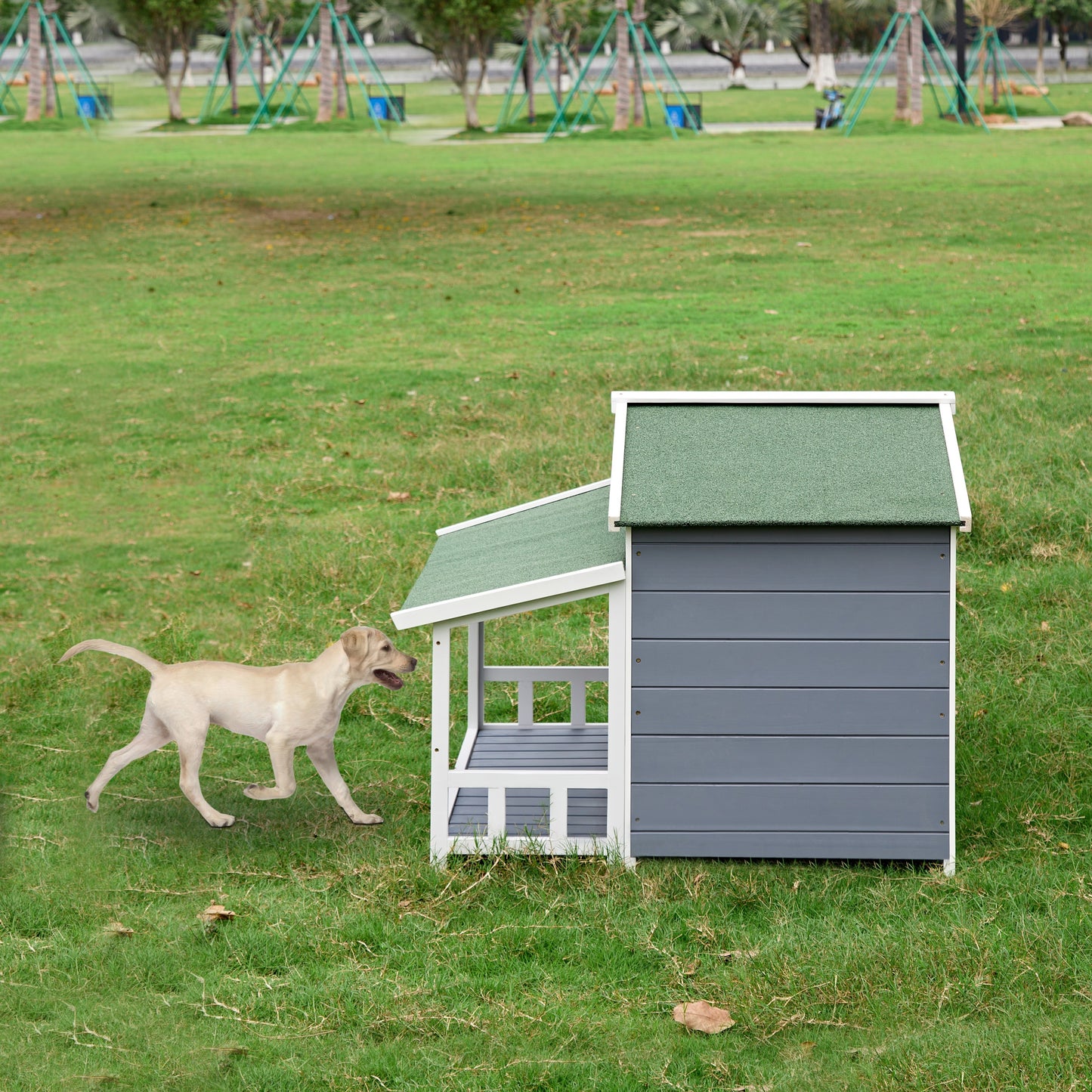 Cozy Log Cabin Dog House with Porch