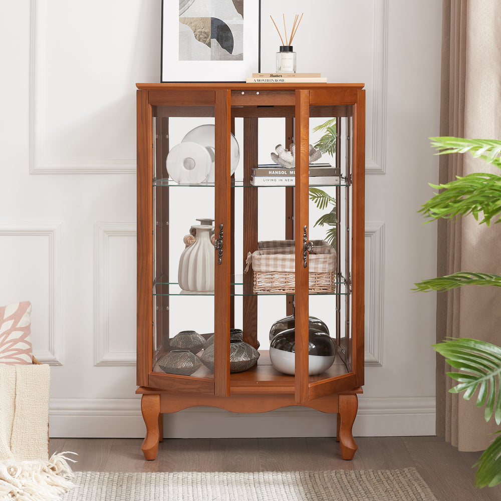 Elegant Lighted Curio Cabinet with Adjustable Shelves