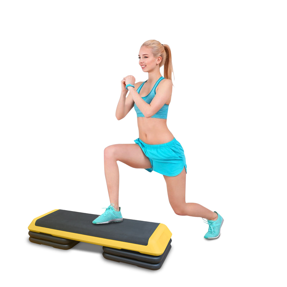 Dynamic Fitness Step with Adjustable Risers - Bright Yellow!