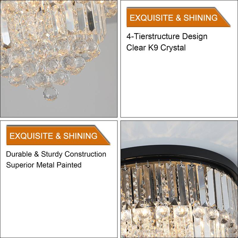 Elegant Crystal Black Chandelier