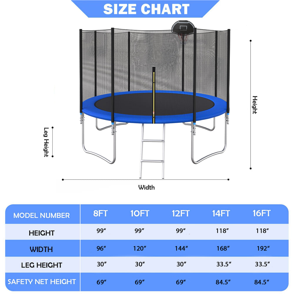 Jump & Score Trampoline with Safety Net and Basketball Hoop