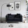 Luxurious Black Velvet Jewel Button Sofa with Pillows