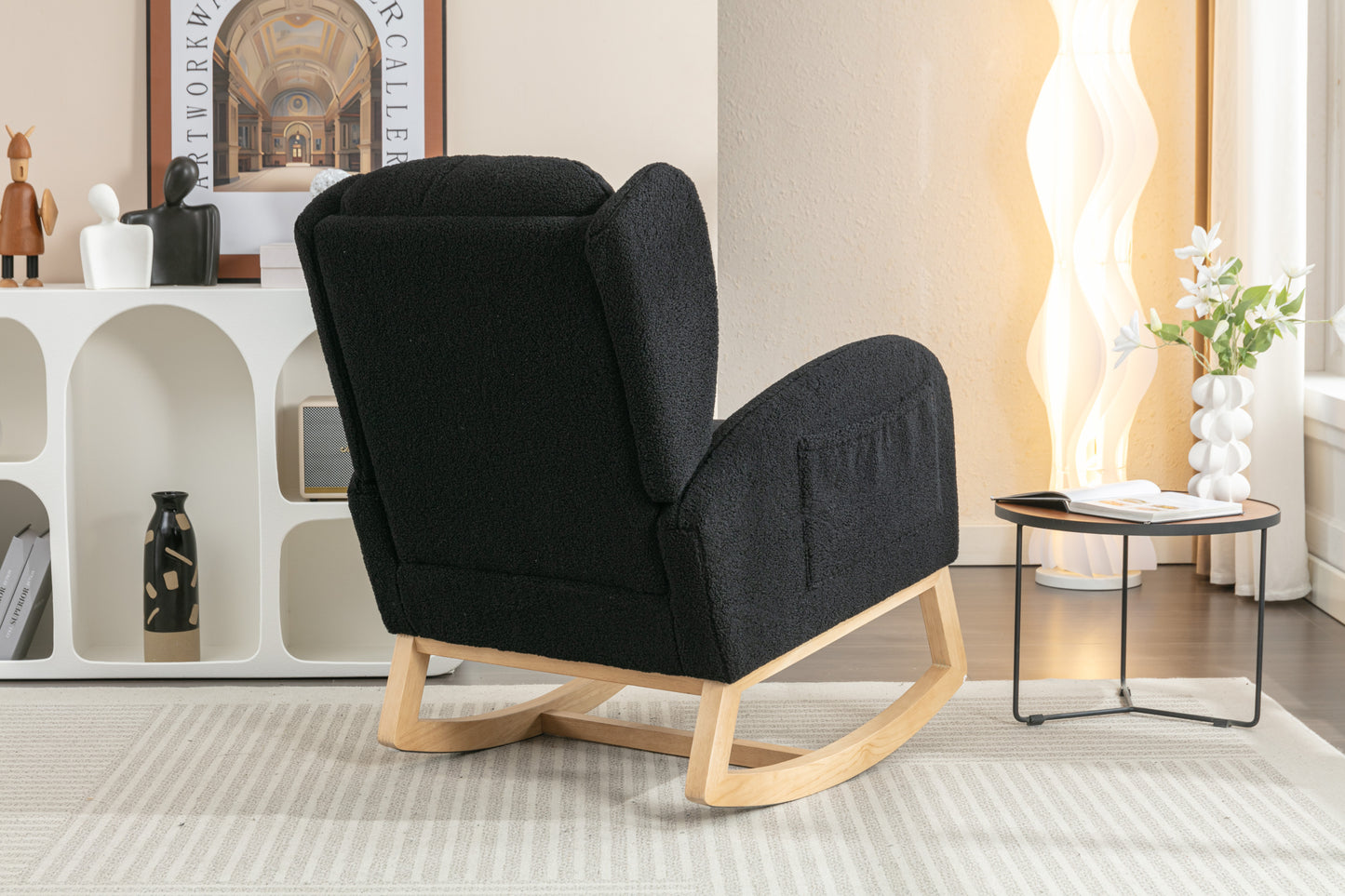 Cozy Teddy Rocking Chair with Stylish Wood Legs