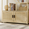 Natural Rattan Tall Bookshelf with Cabinet