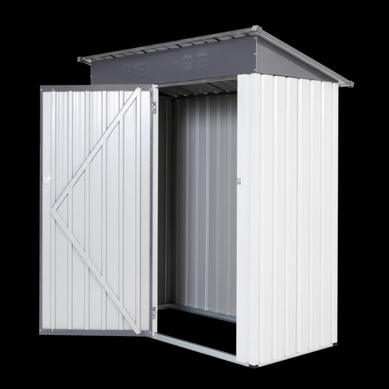 Garden Essentials Metal Storage Shed - Gray & White Rainproof Tool Keeper