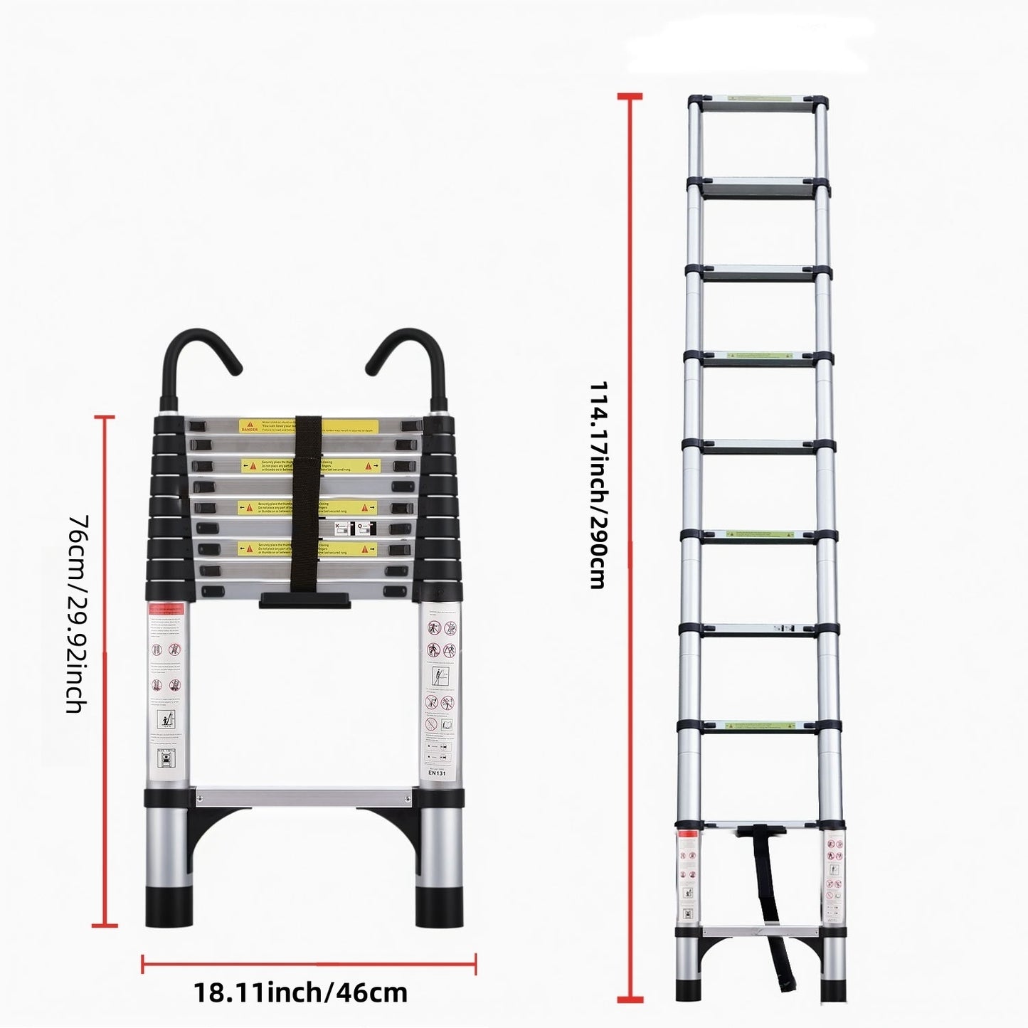 Versatile Telescopic Ladder with Stabilizers and Hooks