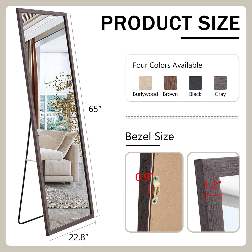 Elegant Gray Wood Full-Length Mirror