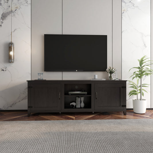 Stylish Black Media Console with Doors