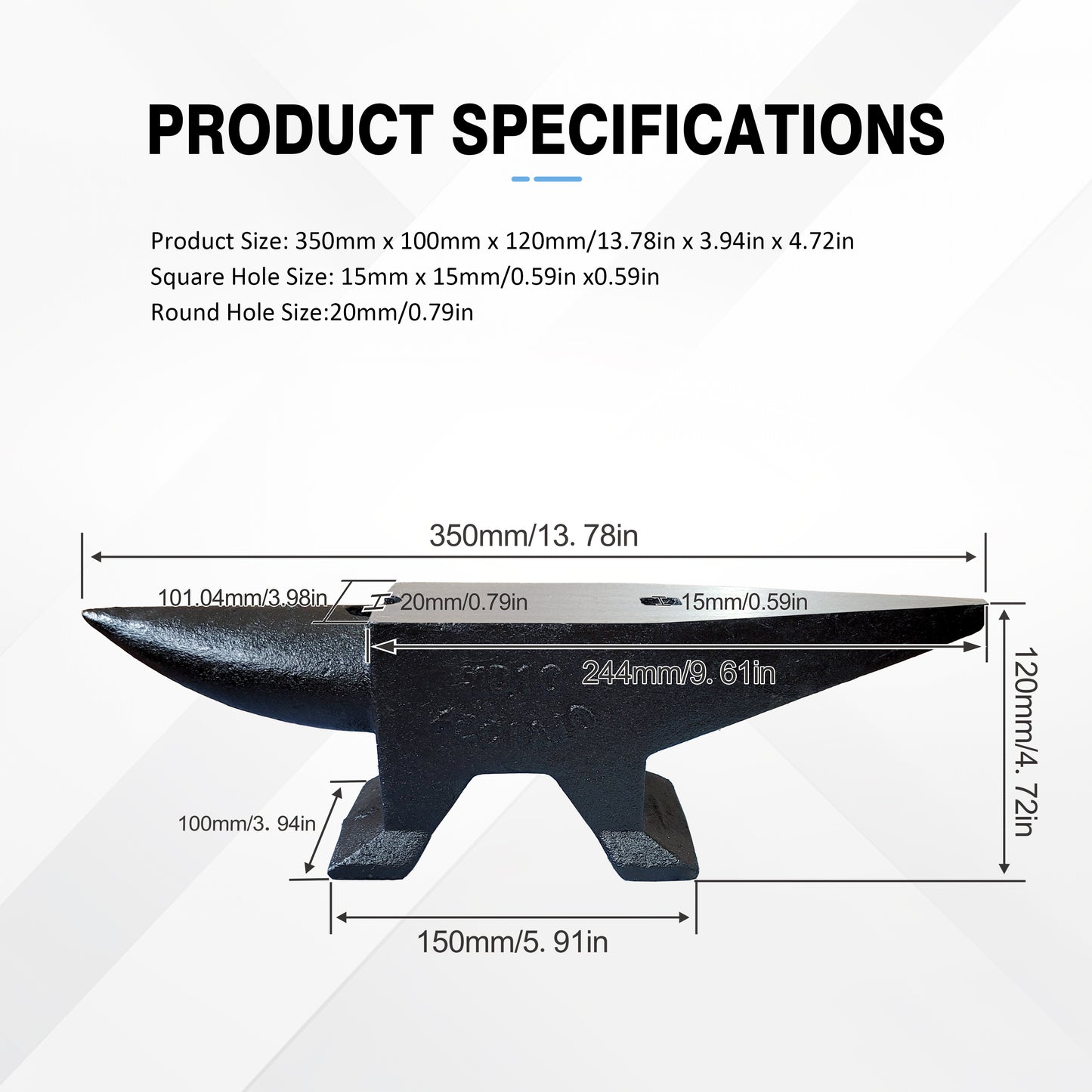 Heavy-Duty Blacksmith Anvil with Round Horn & Stable Base