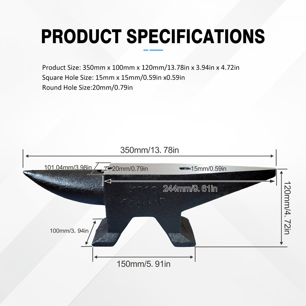 Heavy-Duty Blacksmith Anvil with Round Horn & Stable Base