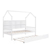 Cozy Wood House Bed with Trundle for Kids