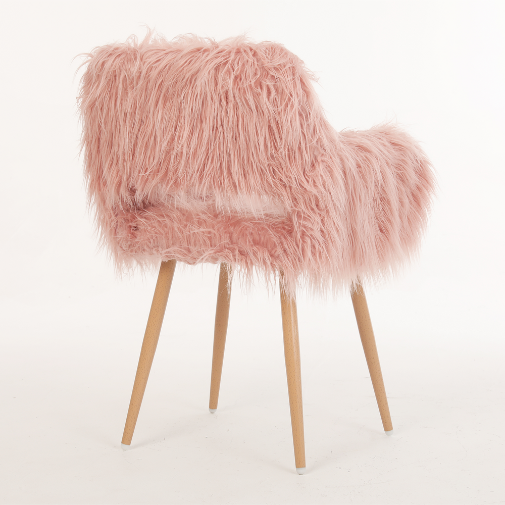 Chic Pink Faux Fur Makeup Chair