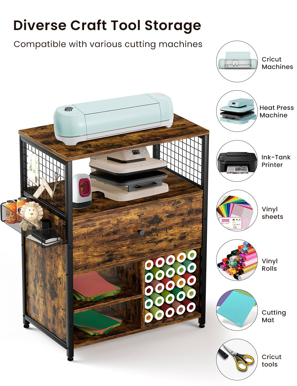 CraftMaster Storage Cabinet - Perfect Organizer for Cricut & Craft Supplies!