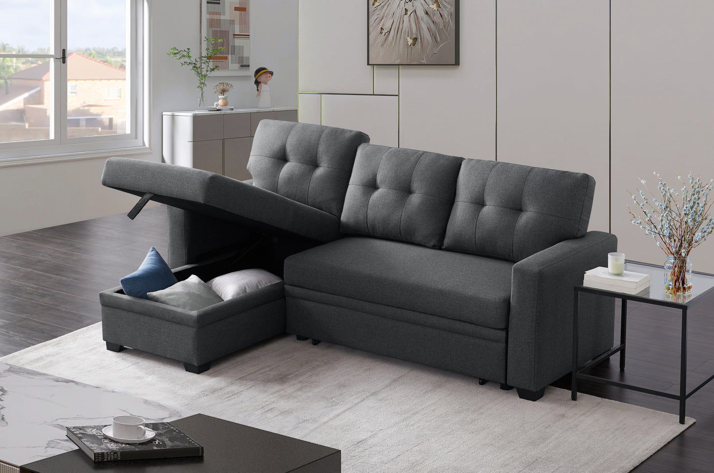 Cozy Convertible Sectional Sofa with Chaise