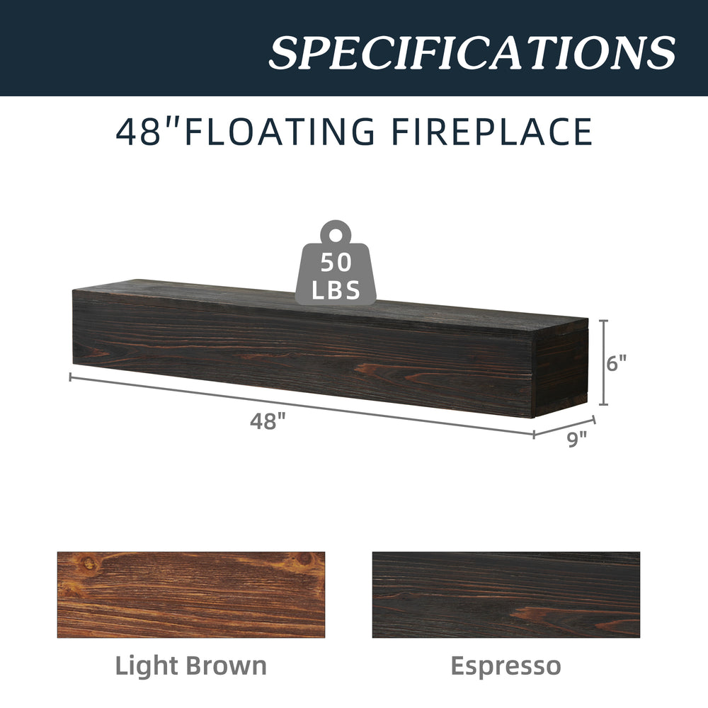 Rustic Floating Fireplace Mantel Shelf