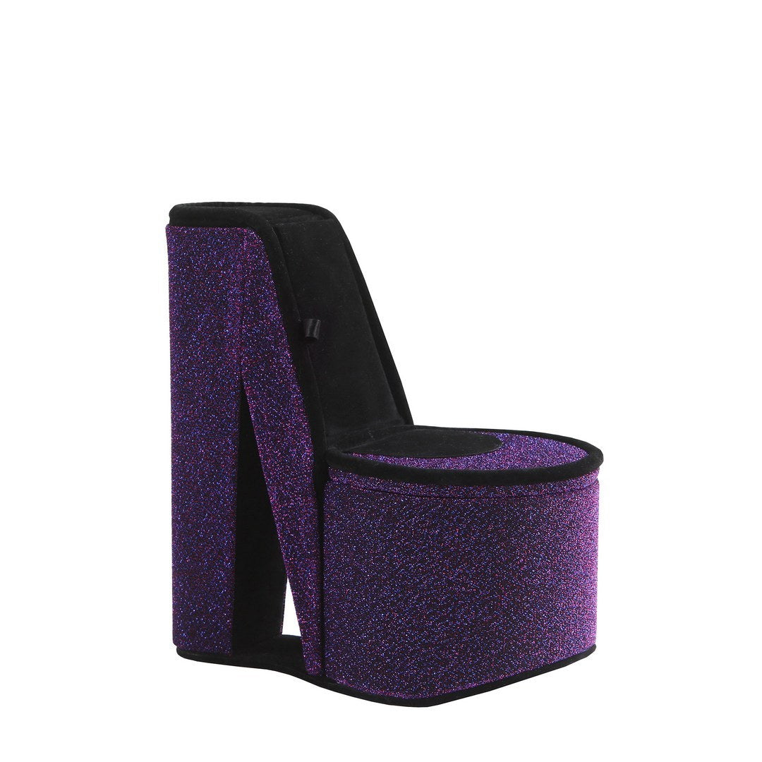 Chic Purple Velvet High Heel Jewelry Box with Secret Storage