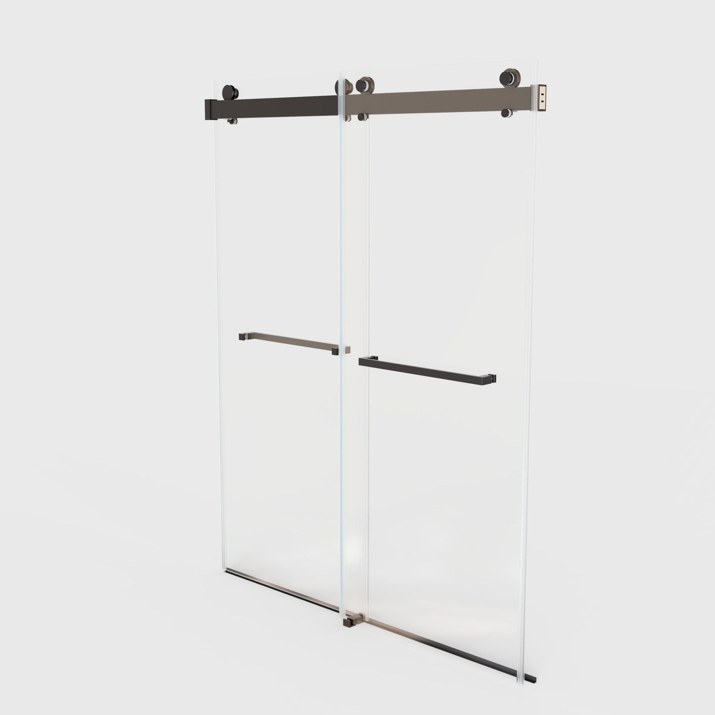 Matte Black Frameless Soft-Close Double Sliding Shower Door