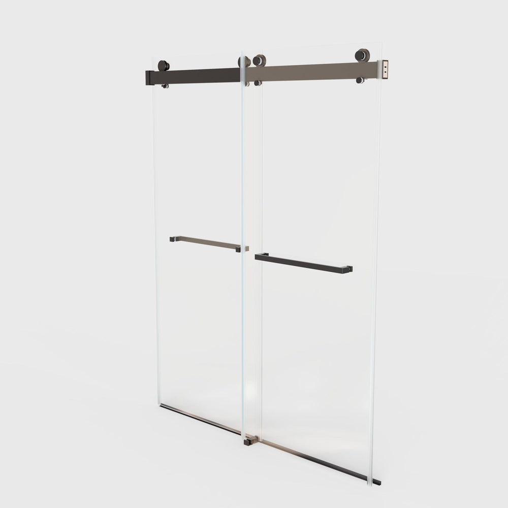 Matte Black Frameless Soft-Close Double Sliding Shower Door