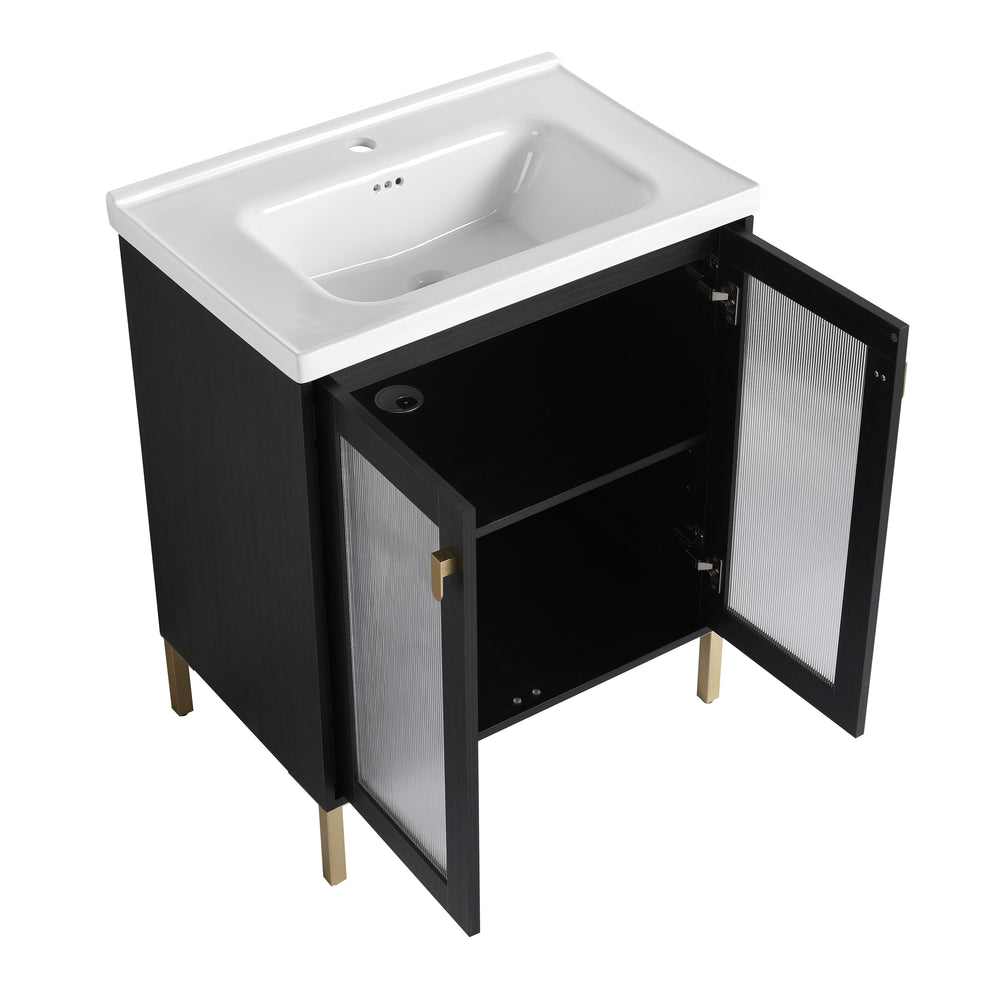 Chic Bathroom Vanity with Ceramic Sink and Soft Close Doors