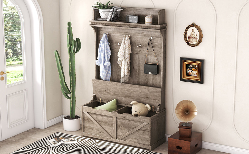 Chic Entryway Hall Tree with Storage Bench and Hooks