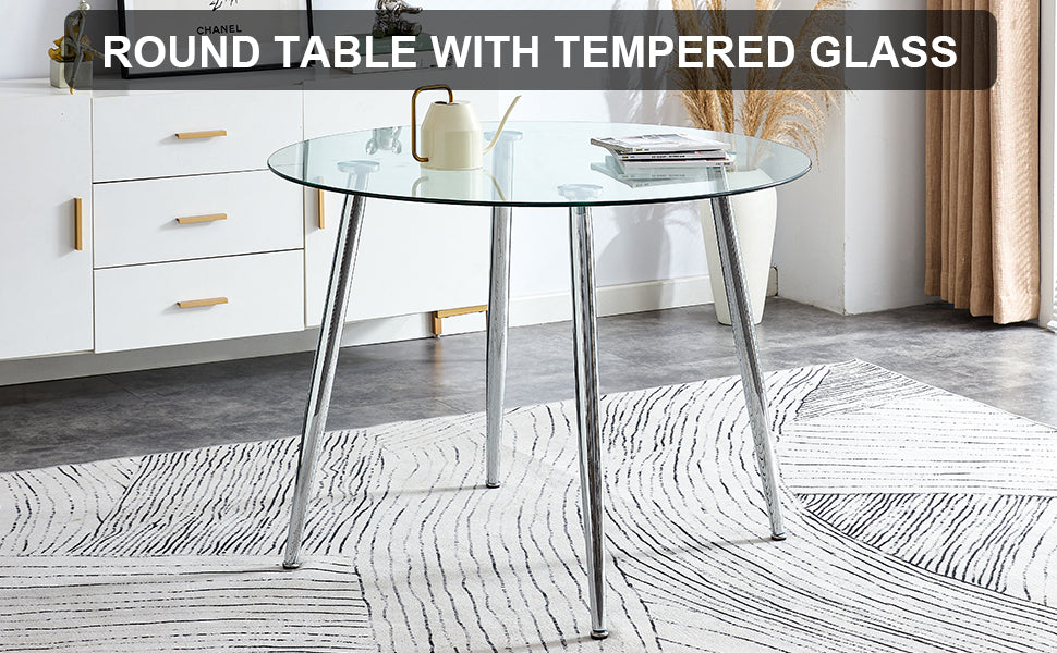 Sleek Silver Round Dining Table