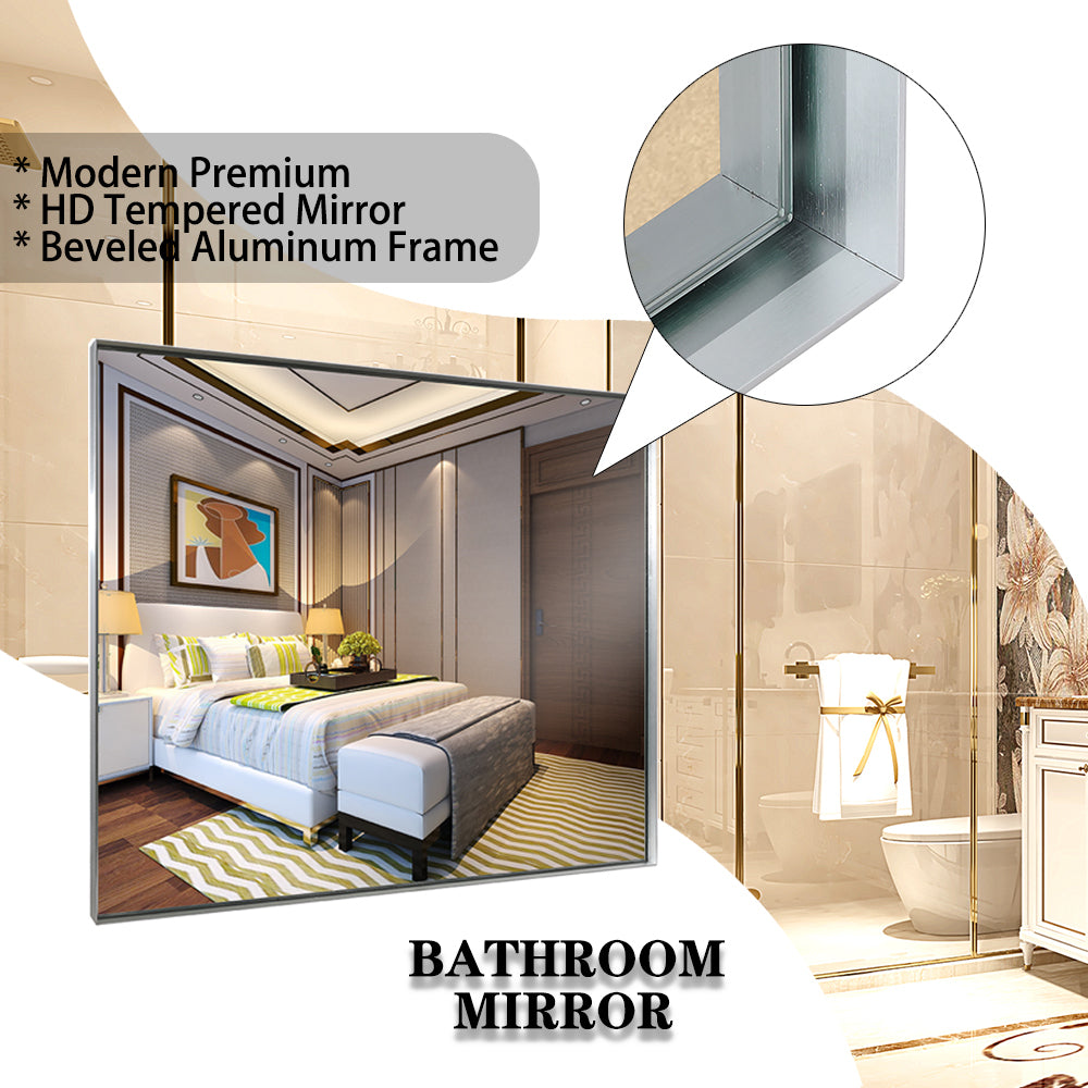 Sleek Silver Beveled Wall Mirror