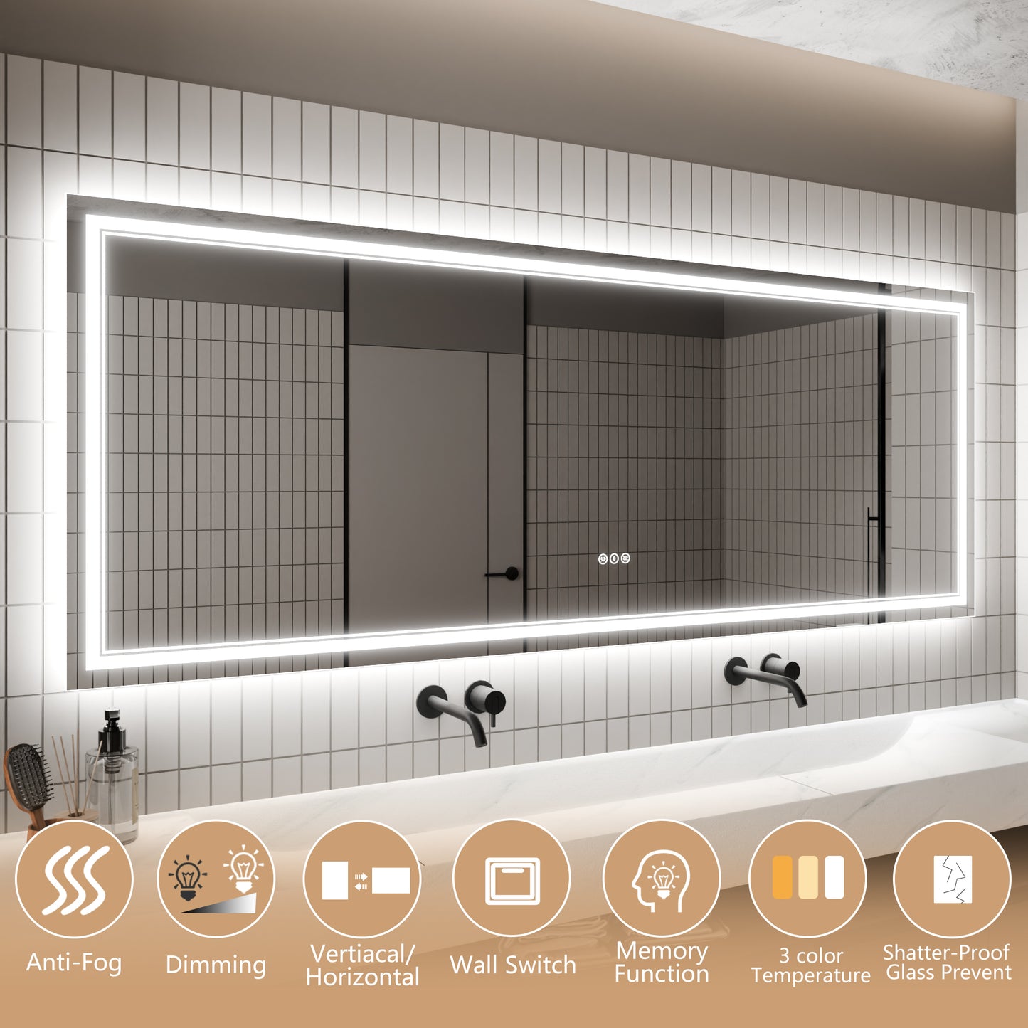 Luxe Glow LED Bathroom Mirror with Smart Touch & Anti-Fog